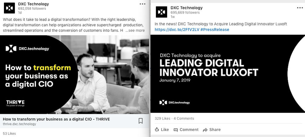 konzistentna grafika linkedin DXC Technology